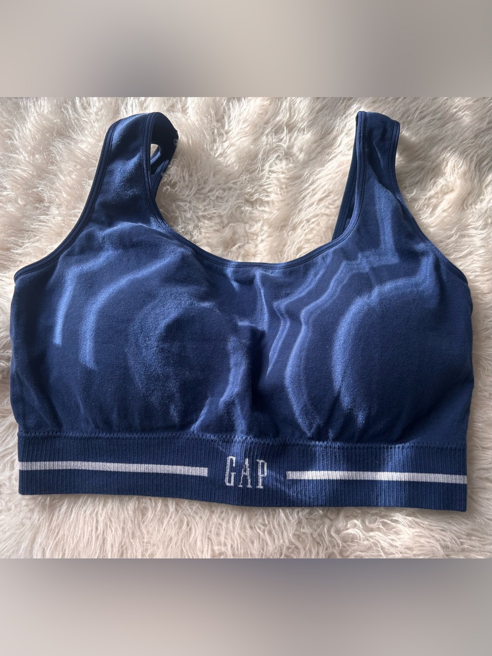 GAP Navy Seamless Sports Bralette with Logo Band